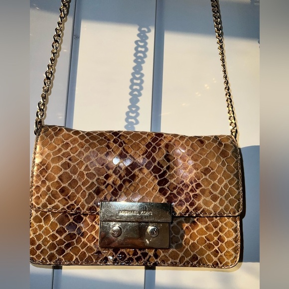 Michael Kors Snake Embossed Leather Crossbody Bag - Picture 1 of 12